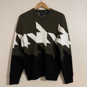 Armani exchange men’s  green pattern crewneck sweater small